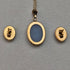 British Vintage Jewelry K9 Gold & Cameo Pendant Necklace Earrings Set